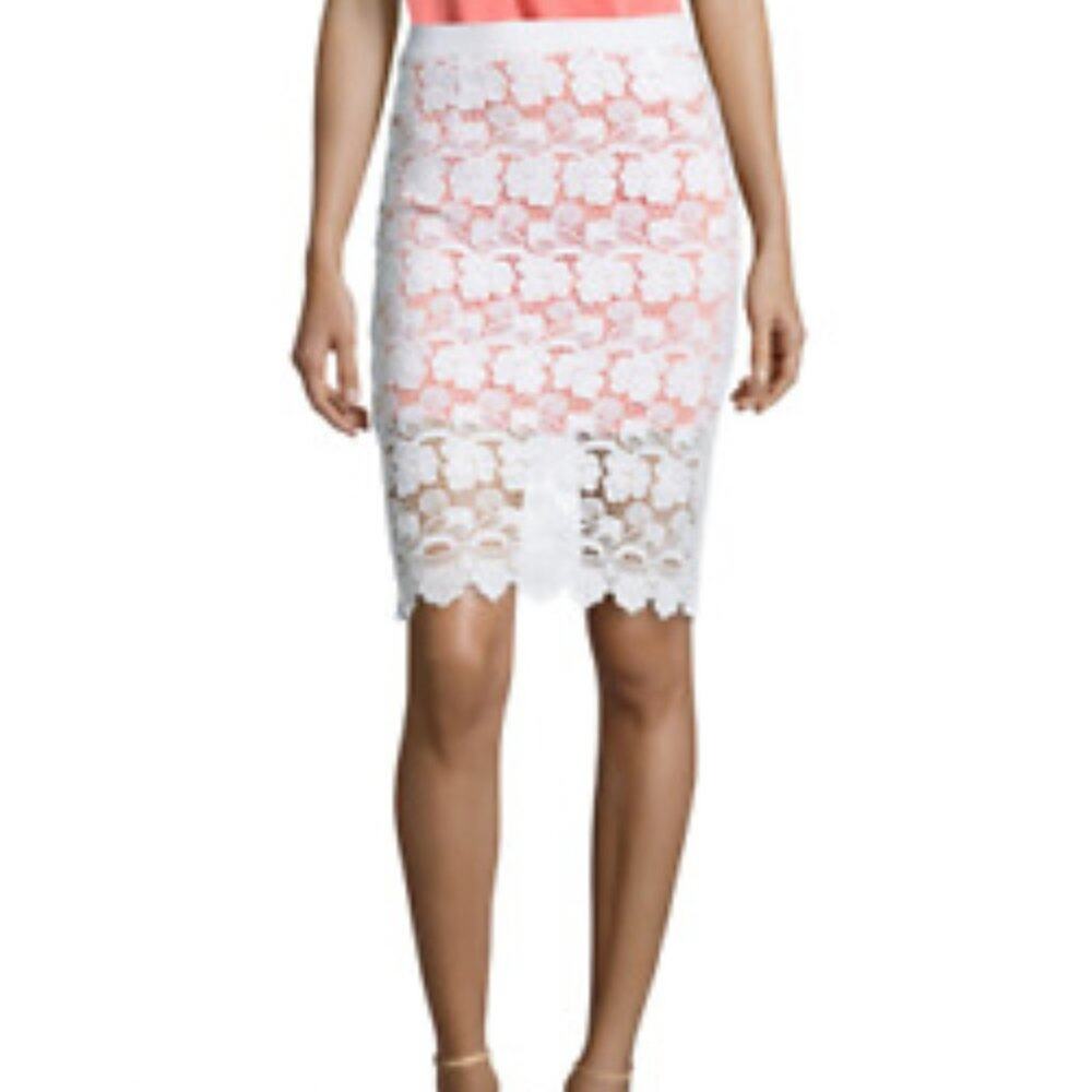REBECCA MINKOFF - Orange and White Lace Skirt
